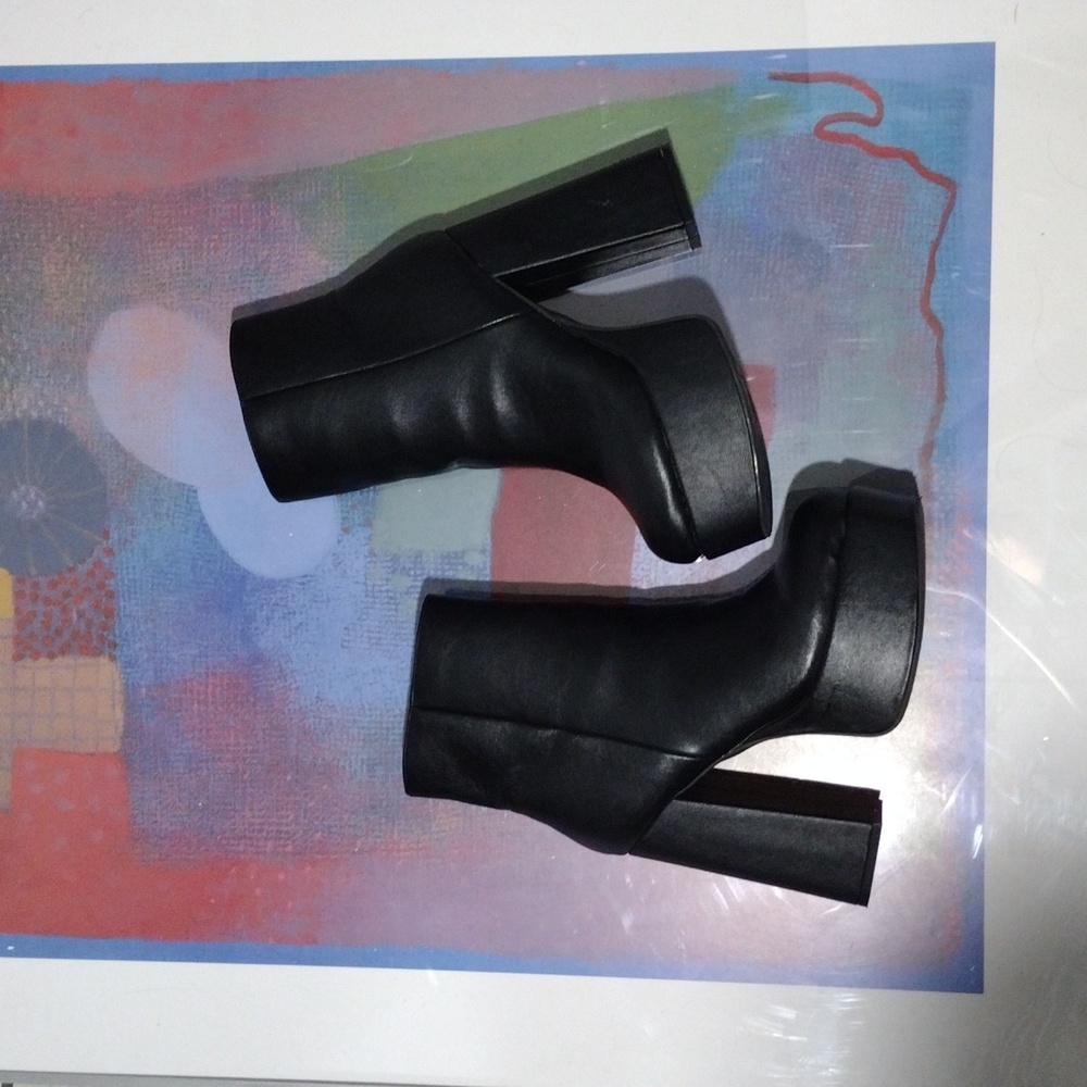 Black Rockstar Chunky Heel Platform Ankle Boots